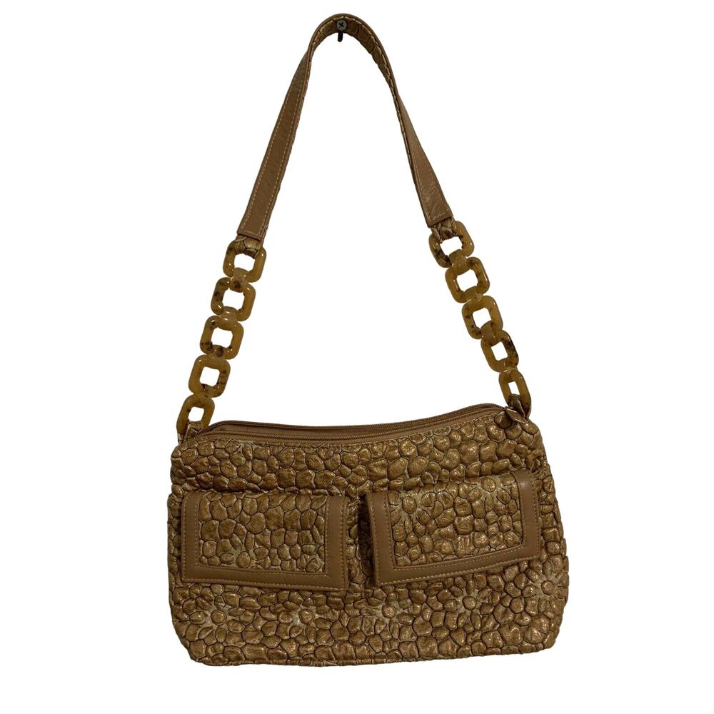 Pinky Vintage Pebbled Croc Floral Link Design Bag